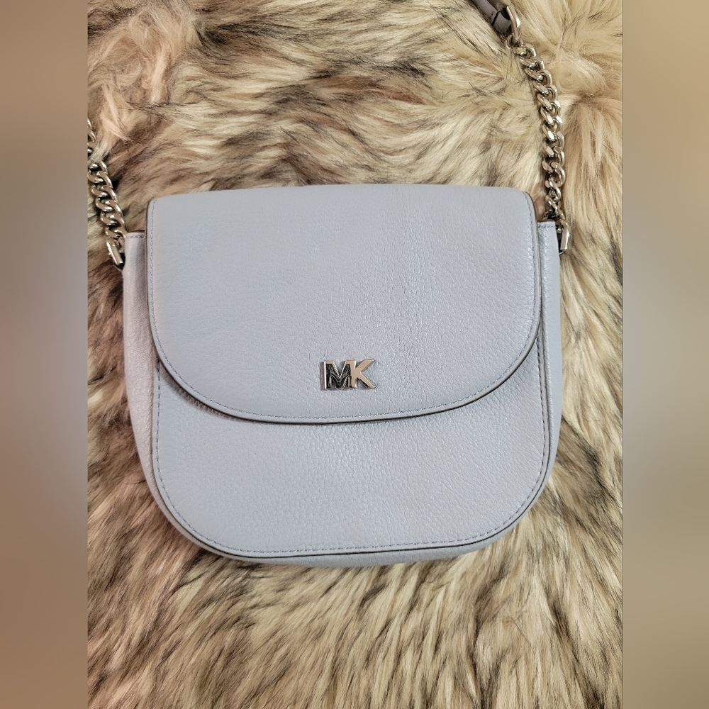 Michael Kors Blue Color Leather Dome Crossbody Bag